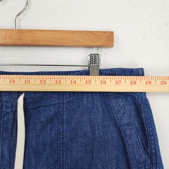 J Crew Pants Womens XL Blue Tie Waist Denim Camp Pant High Rise Drawstring Jean - Picture 4 of 12